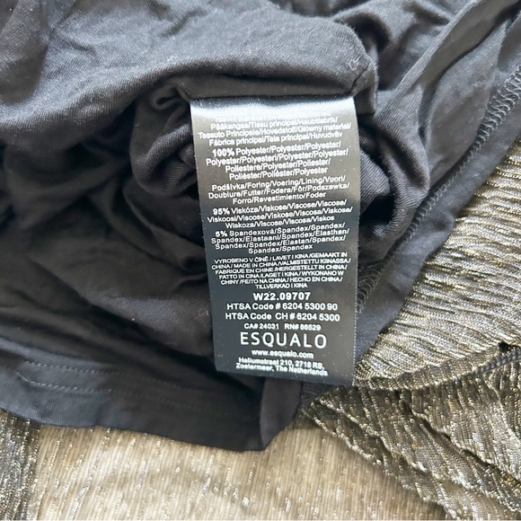 ESQUALO Textured Black & Gold Mini Skirt Flowy Size 10 - Picture 6 of 7